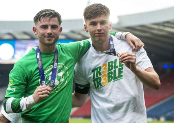 Patrick Roberts (left) and Kieran Tierney offered free milkshakes for life. Picture: SNS/Craig Williamson