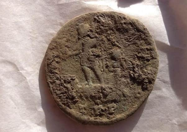 Roman coin found at dig in Orkney. Picture: Swandro/Supplied