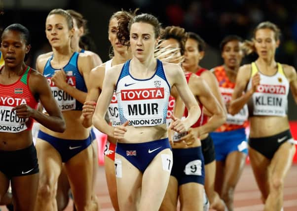 Laura Muir in the middle of the pack in the women's 1,500m final. Picture: Andy Lyons/Getty Images