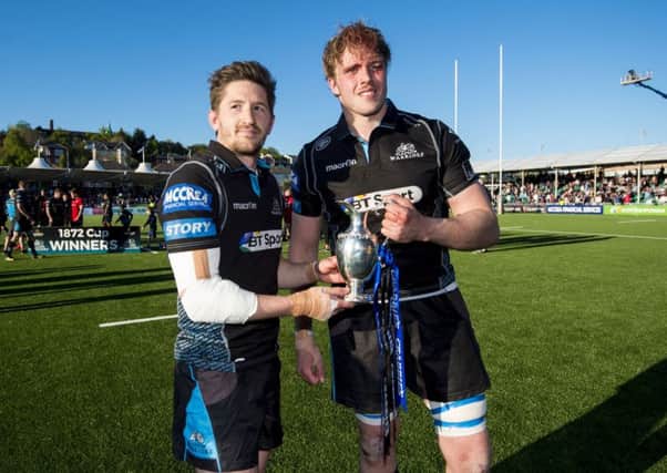 Henry Pyrgos and Jonny Gray helped Glasgow Warriors win the 1872 Cup last season. Picture: Bill Murray/SNS