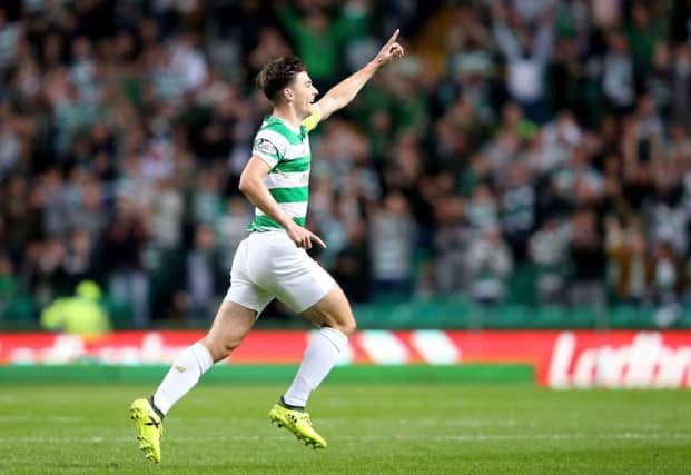 Celtic's Kieran Tierney celebrates scoring his sides fourth goal. Picture: PA