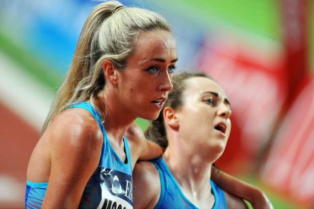 Eilish McColgan and Laura Muir, pictured after last month's Diamond League meeting in Monaco, will race in the first round of the 5,000m on Thursday. Picture: NSJsport/REX/Shutterstock