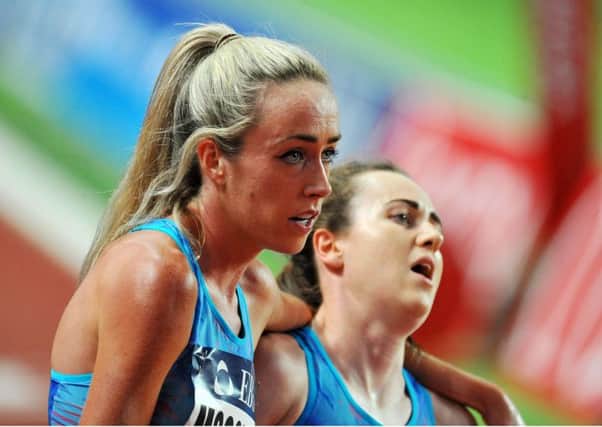 Eilish McColgan and Laura Muir, pictured after last month's Diamond League meeting in Monaco, will race in the first round of the 5,000m on Thursday. Picture: NSJsport/REX/Shutterstock