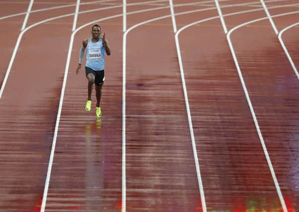 Botswana's Isaac Makwala runs alone as he competes in the heats of the men's 200m at the London Stadium. Picture: AFP/Getty Images