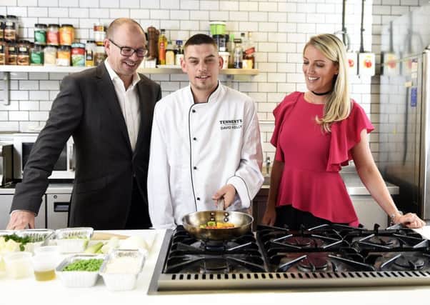From left: Magners' George Kyle with programme graduate David Kelly and Celtic project co-ordinator Nikki Smith. Picture: Andy Buchanan