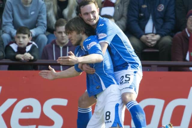 Chris Kane, right, will head out on loan to Dumbarton. Picture: Ian Rutherford