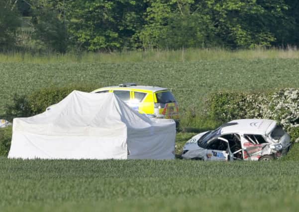 Police at the scene at the Jim Clark Rally where spectators were killed. Picture: Ian Rutherford
