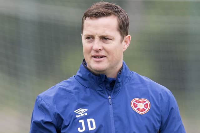 Hearts interim head coach Jon Daly takes training. Picture: Bruce White/SNS