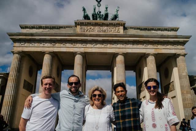From left: FutureX co-founder Adam Purvis, Amiqus CEO Callum Murray, Entrepreneurial Scotland's Emma Watson Mack, performance coach Jiro Taylor and FutureX Berlin programme designer Laura Westring at the Brandenburg Gate. Picture: Contributed