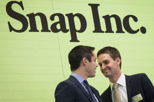 Snapchat, co-founded by Bobby Murphy, left, and Evan Spiegel, missed revenue forecasts. Picture: Drew Angerer/Getty Images