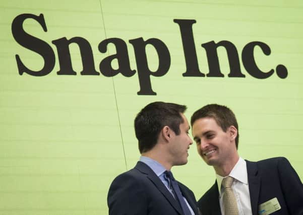 Snapchat, co-founded by Bobby Murphy, left, and Evan Spiegel, missed revenue forecasts. Picture: Drew Angerer/Getty Images
