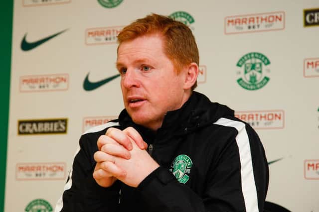 Neil Lennon will take his Hibs side to Ibrox tomorrow. Picture: Scott Louden
