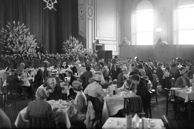 The crowded upstairs dining area at the Festival Club in the Assembly rooms during Edinburgh festival 1957. Picture: TSPL