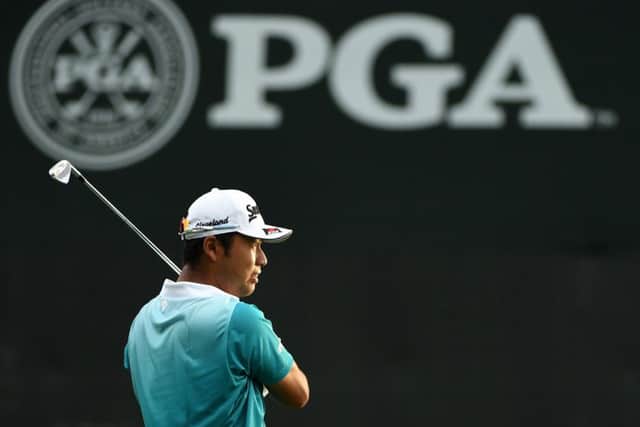 Hideki Matsuyama of Japan is tied for the lead after the second round of the US PGA Championship at Quail Hollow.  Picture: Ross Kinnaird/Getty Images