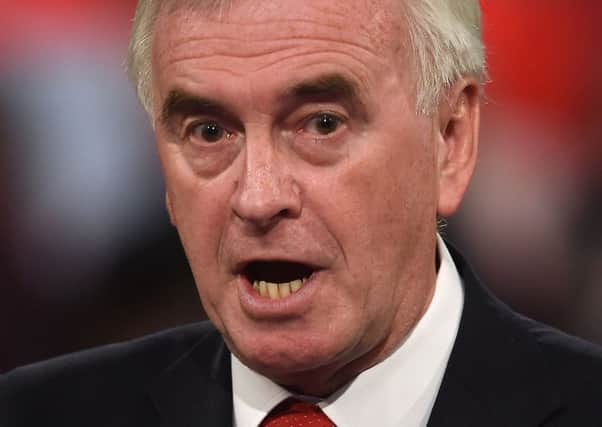 Shadow chancellor John McDonnell, was speaking at an event for party members before campaigning in the marginal seat of Motherwell and Wishaw. Picture: Joe Giddens/PA Wire