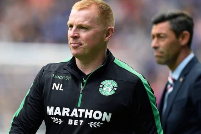Neil Lennon, left, and Pedro Caixinha. The Rangers boss hit out at Lennon after the match at Ibrox. Picture: PA