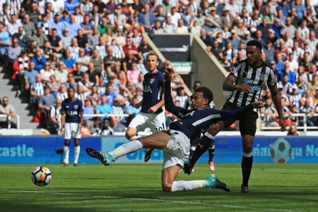 Deli Alli scores Tottenham's opening goal against Newcastle. Picture: Getty