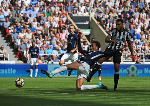 Deli Alli scores Tottenham's opening goal against Newcastle. Picture: Getty