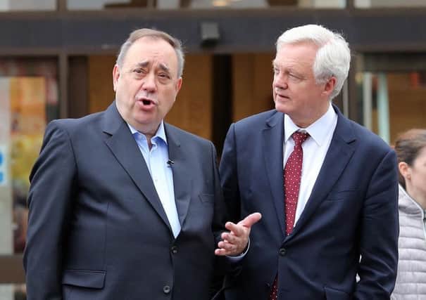 Alex Salmond with his first guest David Davis MP Secretary of State for Exiting the European Union.