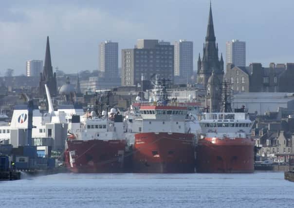 Aberdeen Harbour, where the Malaviya Seven has been detained for almost a year over the owner's failure to pay its crew members.
