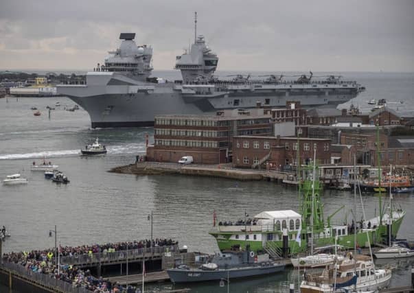 HMS Queen Elizabeth arrives in Portsmouth. Picture: Getty Images