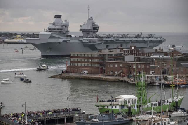 HMS Queen Elizabeth arrives in Portsmouth. Picture: Getty Images