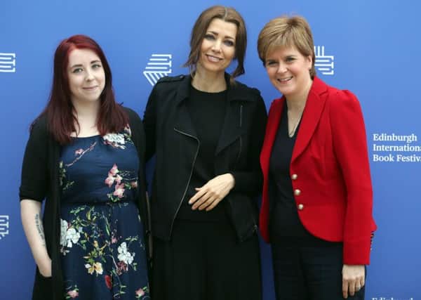 From left, Heather McDaid, Elif Shafak and First Minister Nicola Sturgeon. Picture: PA