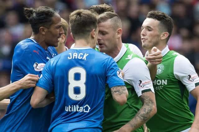 Ryan Jack and Anthony Stokes square up to each other during last weekend's match. Picture: SNS