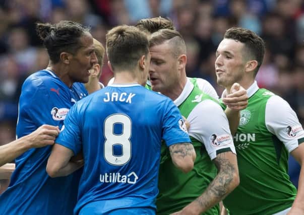 Ryan Jack and Anthony Stokes square up to each other during last weekend's match. Picture: SNS