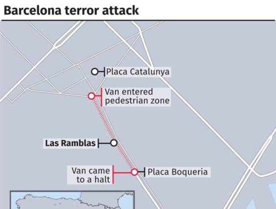 Barcelona terror atack map.