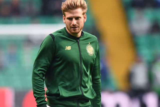Celtic's Stuart Armstrong warms up. Picture: Alan Harvey/SNS
