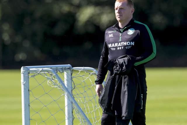 Hibs manager Neil Lennon during training at East Mains. Picture: Craig Williamson/SNS