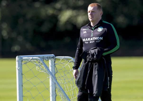 Hibs manager Neil Lennon during training at East Mains. Picture: Craig Williamson/SNS