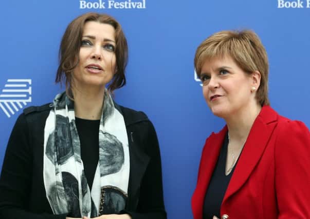 Nicola Sturgeon with Elif Shafak (left) at the Edinburgh International Book Festival. Picture: PA