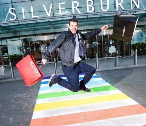 The first rainbow crossing in Glasgow, at the Silverburn shopping centre. Picture: PA