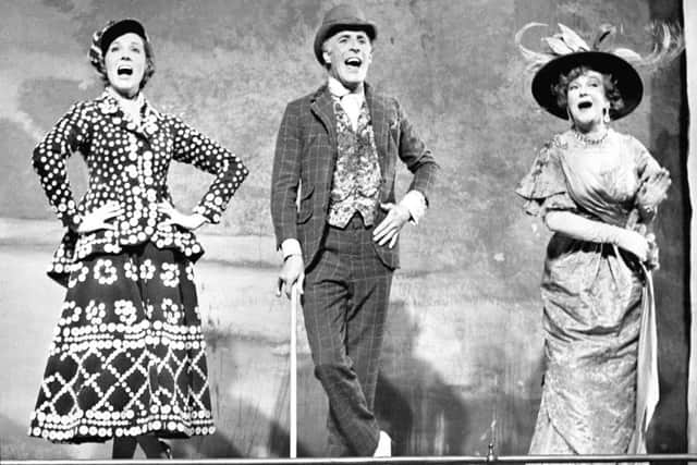 Julie Andrews, Bruce Forsyth and Beryl Reid (right), singing 'Piccadilly,' on stage at the old Brixton Music Hall. Picture: PA Wire