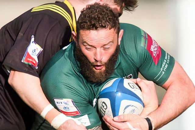 Hawick's Bruce McNeil scored the winning try. Picture: Graham Stuart
