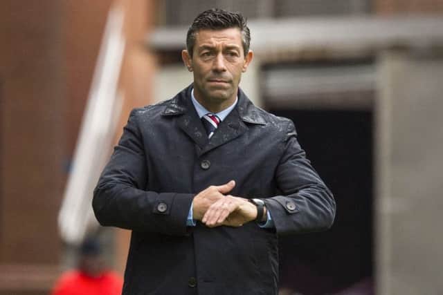 Rangers manager Pedro Caixinha looks anxious during the game against Hearts. Picture: Alan Harvey/SNS