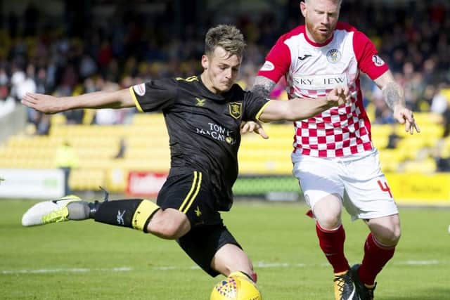 St Mirren's Adam Eckersley (right) and Livingston's Danny Mullen. Picture: SNS/Garry Williamson