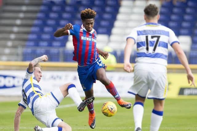 Inverness CT's Collin Seedorf in action with Morton's Robert Thomson. Picture: SNS/Bruce White