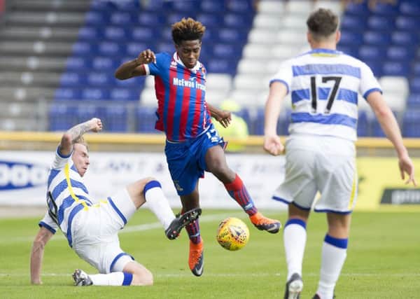 Inverness CT's Collin Seedorf in action with Morton's Robert Thomson. Picture: SNS/Bruce White