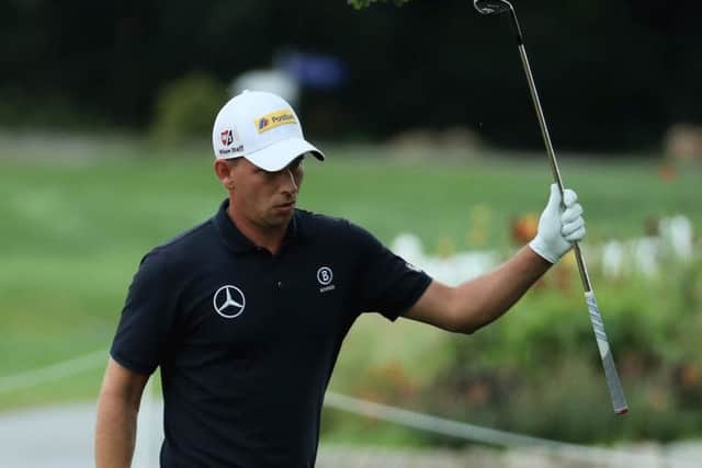 Marcel Siem of Germany celebrates chipping in on the 9th green during day three of the Saltire Energy Paul Lawrie Matchplay in Passau, Germany. Picture: Getty Images