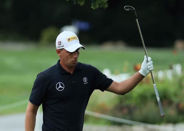 Marcel Siem of Germany celebrates chipping in on the 9th green during day three of the Saltire Energy Paul Lawrie Matchplay in Passau, Germany. Picture: Getty Images