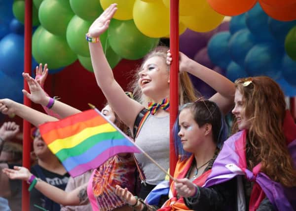 Thousands descended on Glasgow for the Pride festival. Picture: David Cheskin/PA Wire