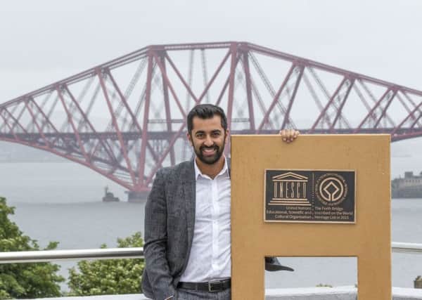 Transport Scotland of Transport Minister, Humza Yousaf unveiling a plaque to commemorate the awarding of World Heritage Status to the Forth Bridge. Picture: Peter Devlin/Transport Scotland/PA Wire