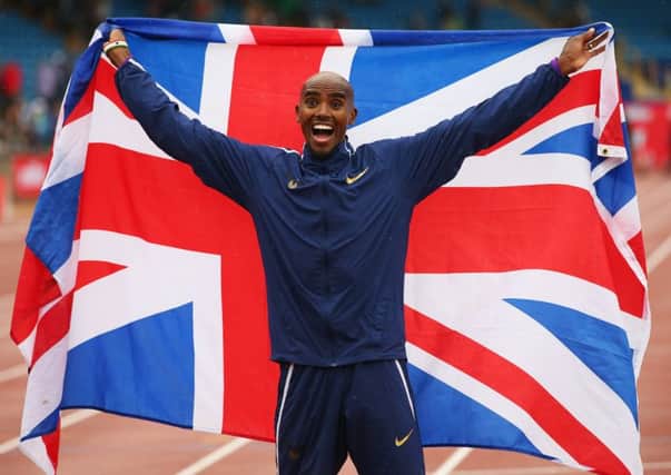 Mo Farah celebrates winning the Men's 3000m, his last UK track race during the Muller Grand Prix Birmingham. Picture: Alex Livesey/Getty Images