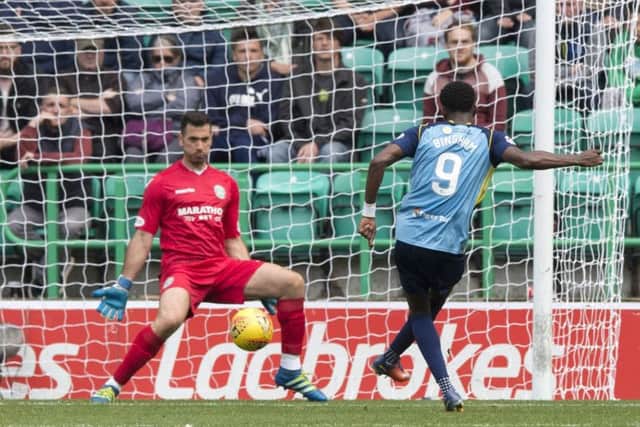Hamilton's Rakish Bingham makes it 3-0 with a fine team goal. Picture: SNS/Paul Dvelin