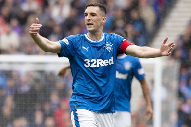 Rangers captain Lee Wallace wearing the home strip Rangers retained for the 2017/18 season. Picture: SNS