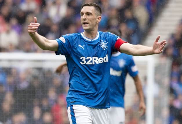 Rangers captain Lee Wallace wearing the home strip Rangers retained for the 2017/18 season. Picture: SNS