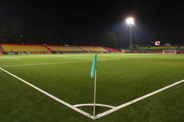 The synthetic pitch at the LFF Stadium in Vilnius is similar to the playing area at Kilmarnocks Rugby Park. Picture: Getty.